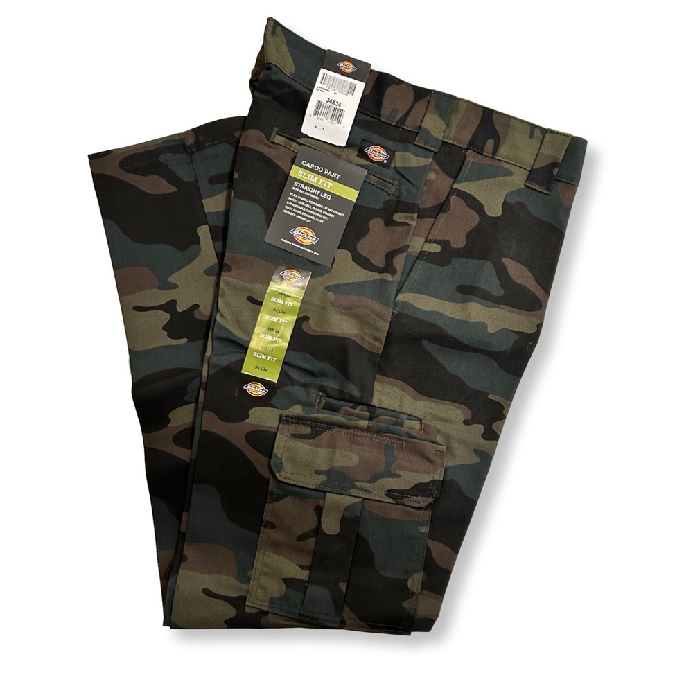 Dickies Men's Slim Fit Straight Leg Cargo Pants, Hunter Green Camo, 34W x 34L - Picture 9 of 12
